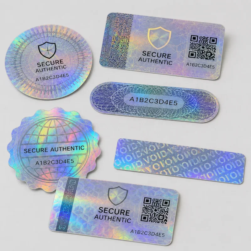 Custom Holographic Security Labels 2 | SZKAYU Packaging | Custom Labels stickers Cigarette Pouch Packaging Tamper evident holographic security labels