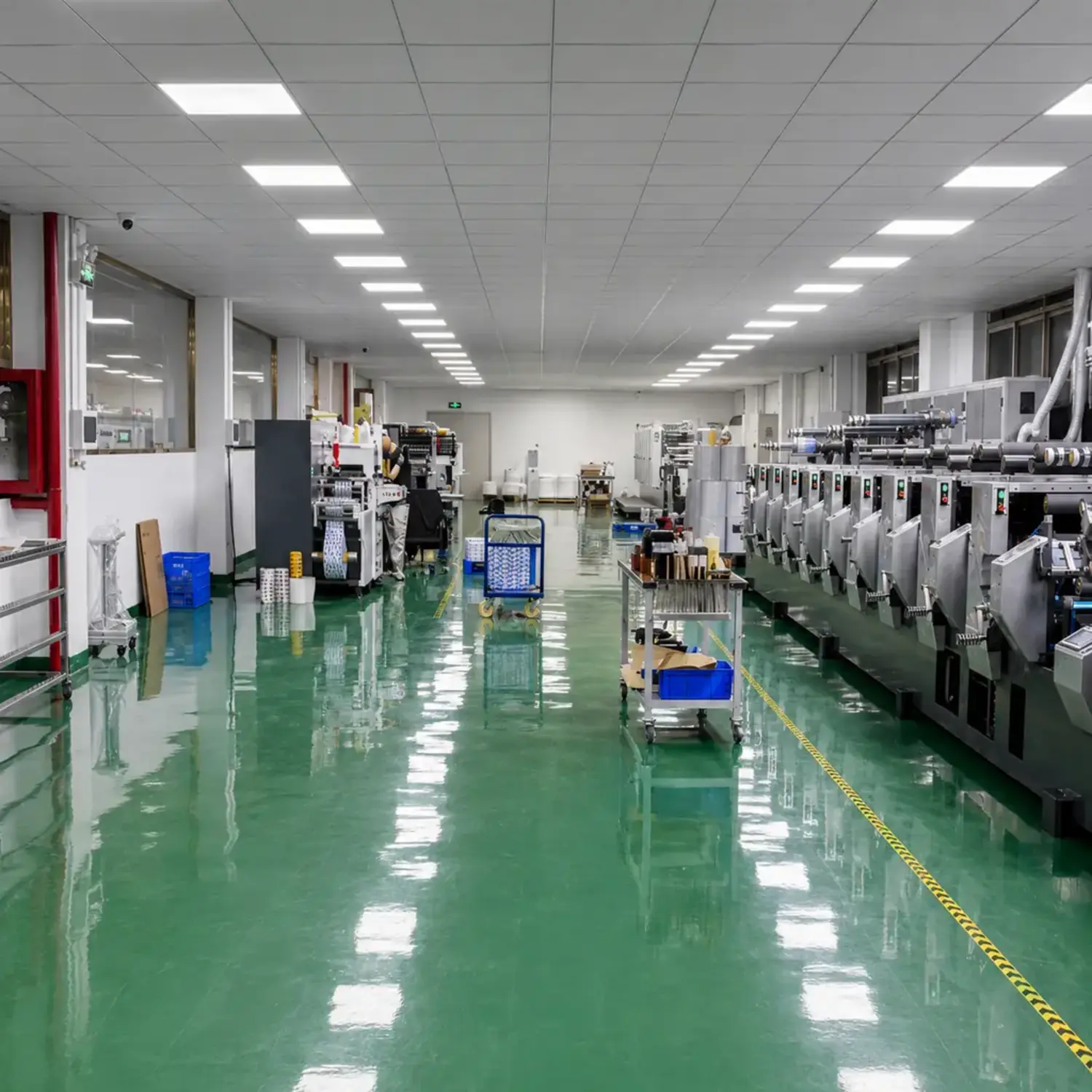 SZKAYU label printing workshop with flexographic printing presses