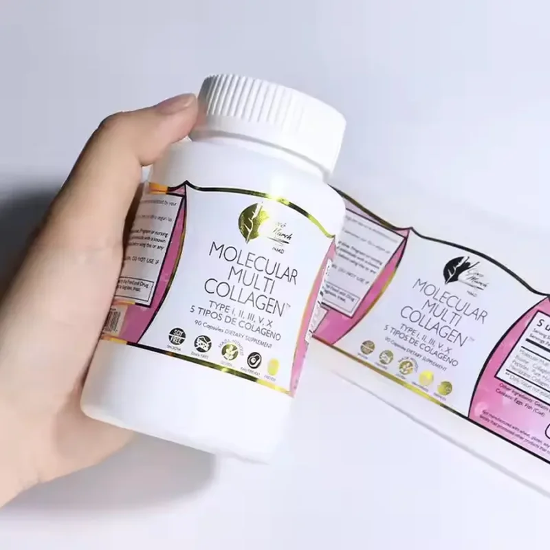 gulunganlabelsuplemenkolagen | Kemasan SZKAYU Pencetakan label botol suplemen kolagen pada gulungan