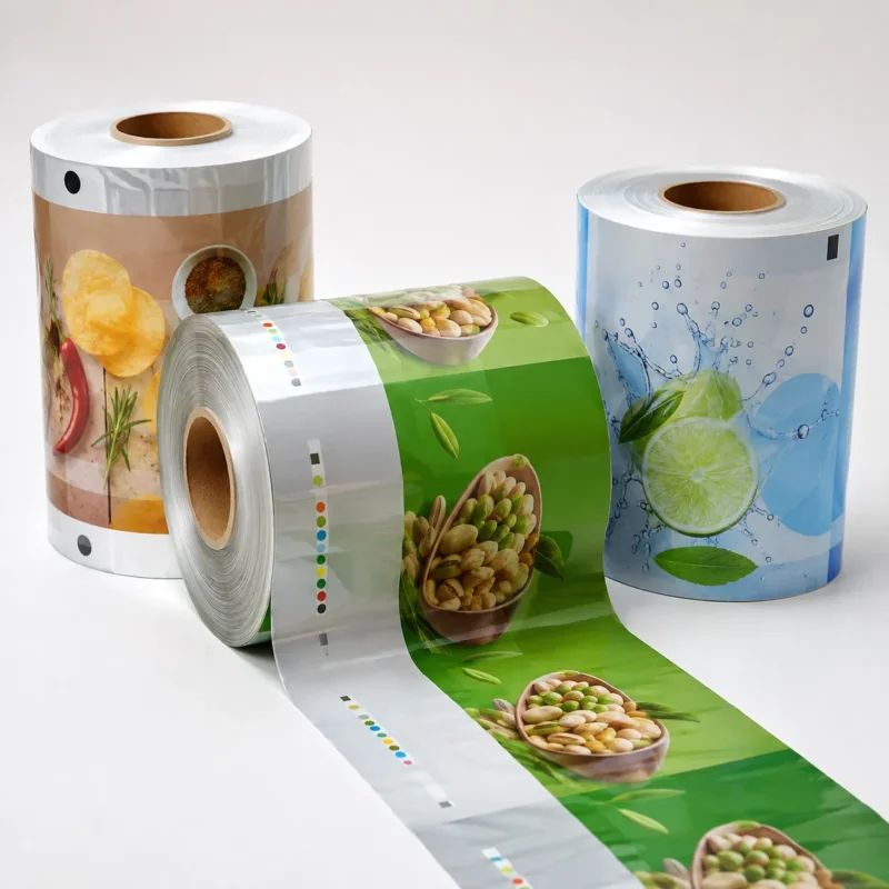 Custom printed rollstock film for flexible packaging