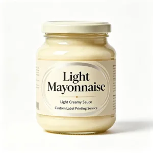 Étiquette de pot de mayonnaise imprimée avec finition métallisée