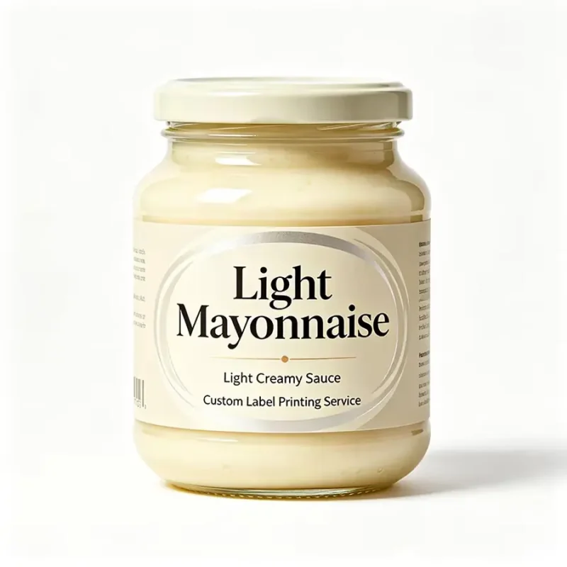 Étiquette de pot de mayonnaise imprimée avec finition métallisée