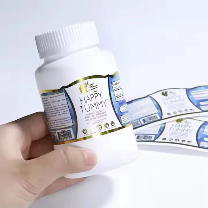 labelbotolsuplemenpencernaan | Kemasan SZKAYU Label botol suplemen pencernaan dengan finishing foil emas