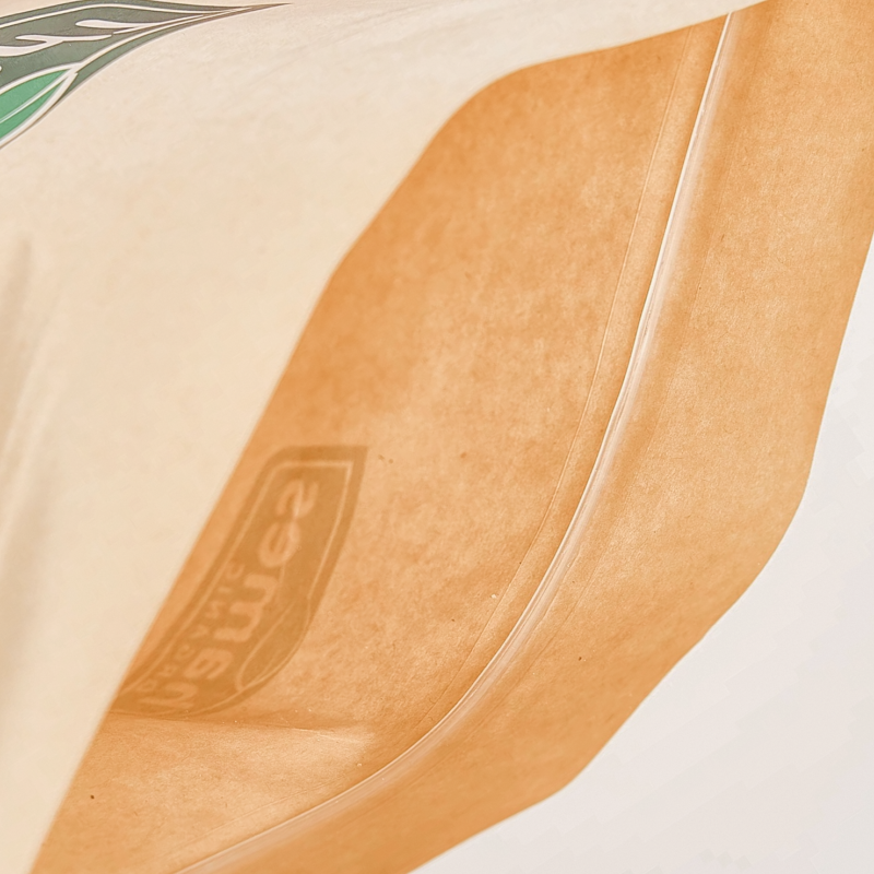 Kraft Pouch Resealable Zipper Detail | SZKAYU Packaging Close up of resealable zipper on kraft stand up pouch