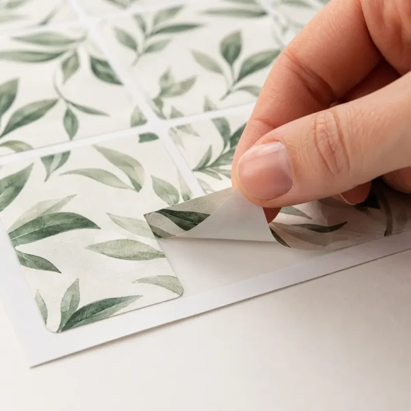 Peeling a Label from a Sheet | SZKAYU Packaging Hand peeling a printed label from a custom label sheet