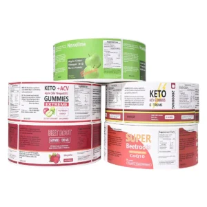 gulunganlabeltambahan cetak | Kemasan SZKAYU Label suplemen cetak untuk kemasan gummies dan nutraceutical