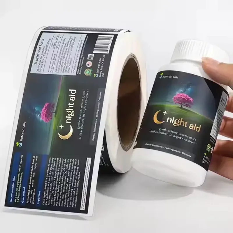 gulunganlabelbotolsuplemen | Kemasan SZKAYU Label suplemen kustom pada botol dengan gulungan label cetak